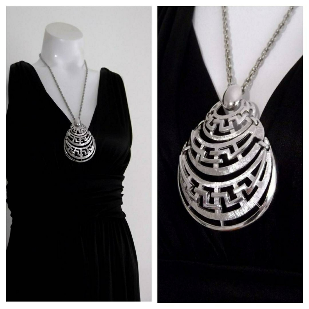 Vintage Monet Egyptian Mod space age 60s statement runway necklace